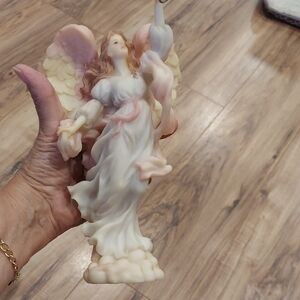 Elegant Angel Figurine in Cream and Pink